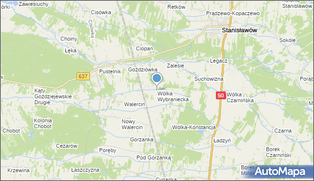 mapa Wólka Wybraniecka, Wólka Wybraniecka na mapie Targeo